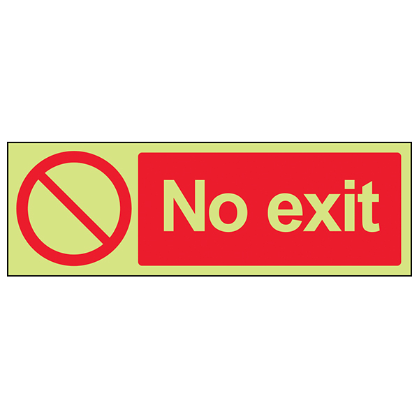 Gitd No Exit Photoluminescent Safety Sign For Facilities