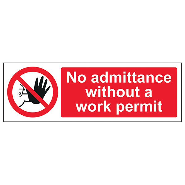 No Admittance Without Work Permit Safety Sign For Site