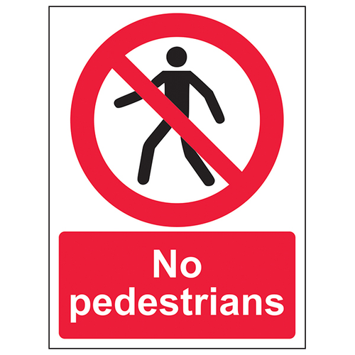 No Pedestrians Safety Sign Restricts Access For Staff