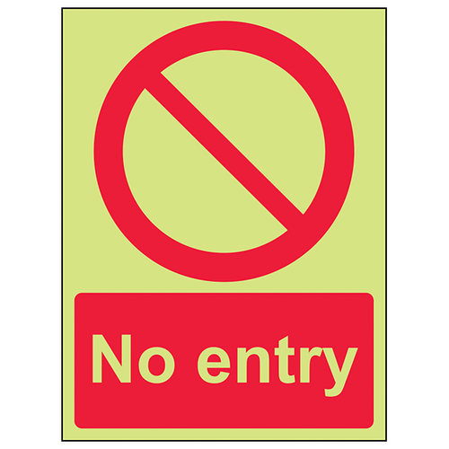 GITD No Entry Safety Sign Photoluminescent For Workplace