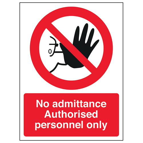 Authorised Personnel Only Safety Sign Durable School Use