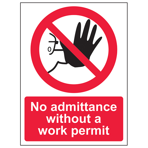 No Admittance Work Permit Safety Sign For Construction