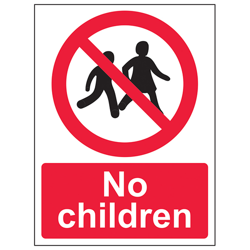 No Children Safety Sign Clear Durable Workplace Compliant