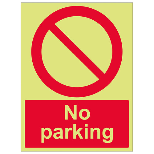 GITD No Parking Safety Sign Photoluminescent For Workplace