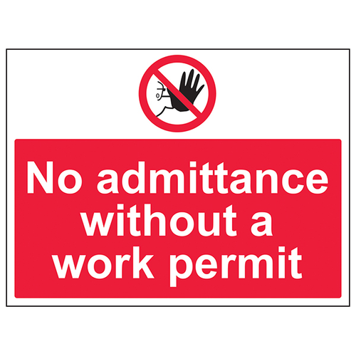 Work Permit Safety Sign No Admittance Clear Large For Sites