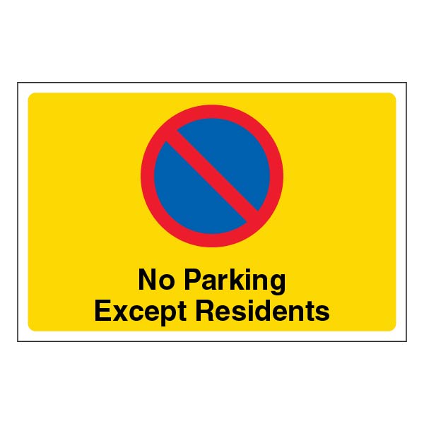 No Parking Except Residents Large Landscape Safety Sign