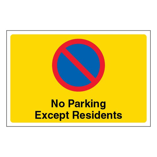 No Parking Except Residents Large Landscape Safety Sign