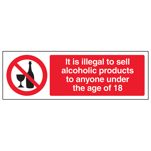 Under 18 Alcohol Compliant Safety Sign For Retailers Staff