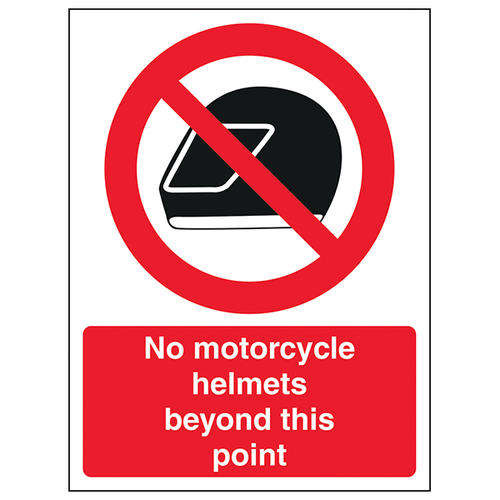 No Motorcycle Helmets Safety Sign For Worksites EN ISO 7010