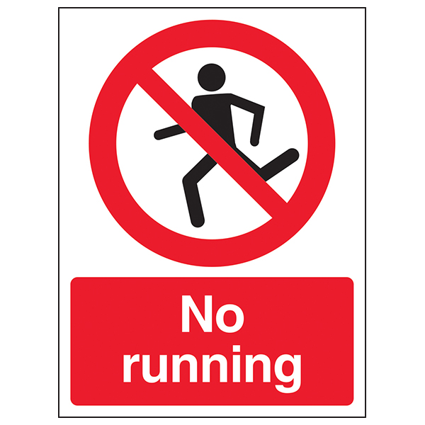 No Running Safety Sign EN ISO 7010 Compliant For Schools