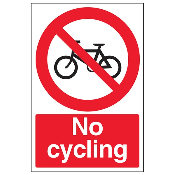 No Cycling Safety Sign Compliant EN ISO 7010 For Schools