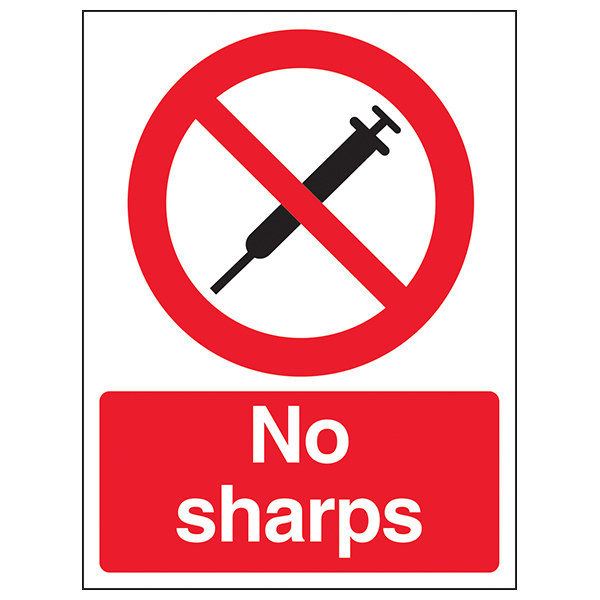No Sharps Safety Sign EN ISO 7010 Compliant For Hospitals