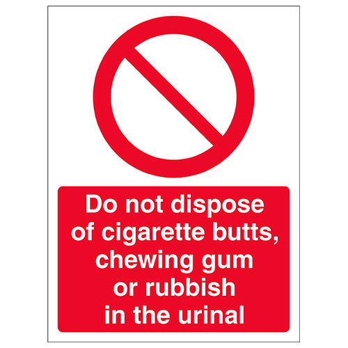 Do Not Dispose Rubbish In Urinal Safety Sign For Hotels
