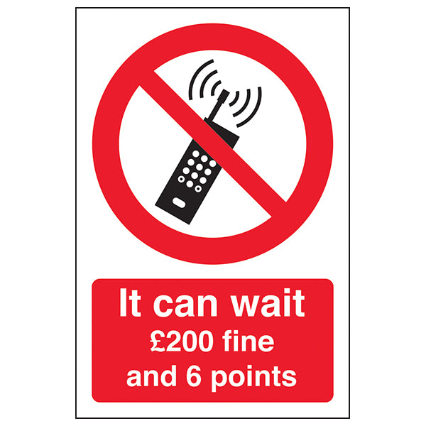 It Can Wait Mobile Phone Fine Safety Sign For Drivers