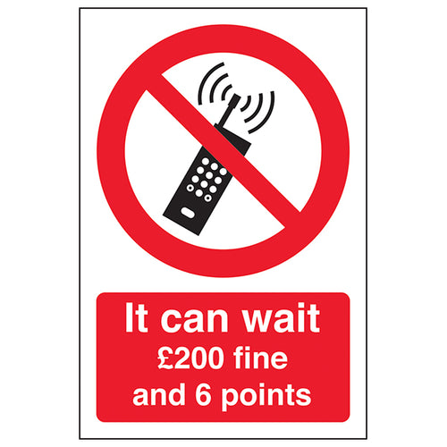 It Can Wait Mobile Phone Fine Safety Sign For Drivers