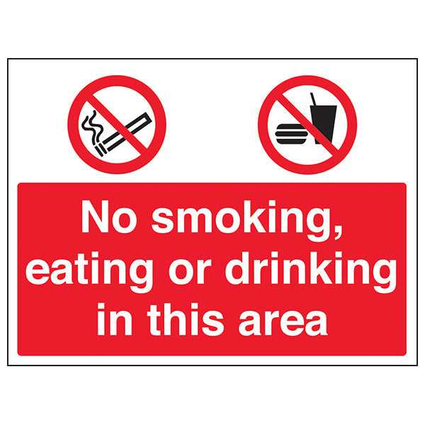 No Smoking Eating Drinking Safety Sign Durable Compliant