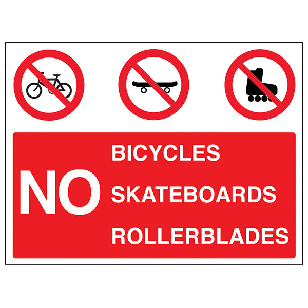 No Bicycles Skateboards Rollerblades Safety Sign For School
