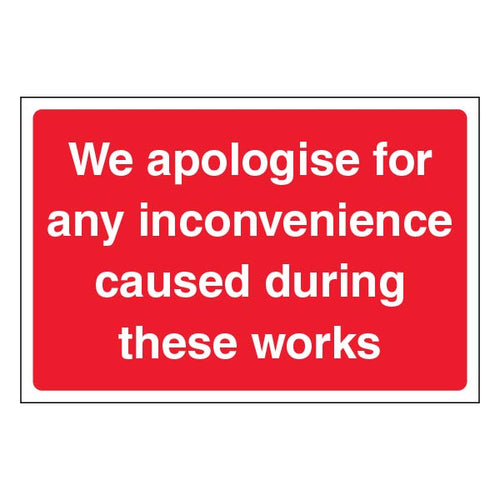 Apology Safety Sign Large Landscape Heavy Duty Construction