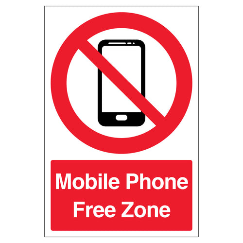 Mobile Phone Free Zone Safety Sign For Staff And Visitors