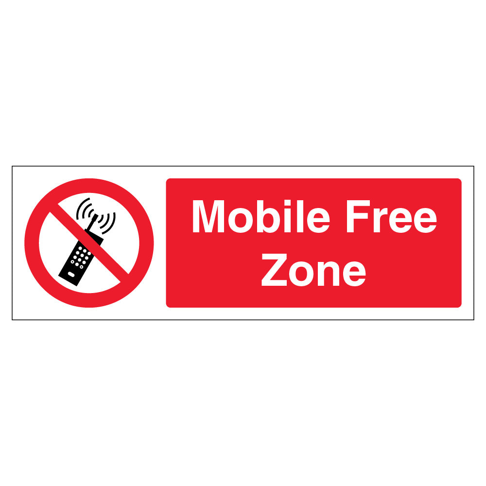 Mobile Free Zone Safety Sign Enforce Phone Policy Workplace