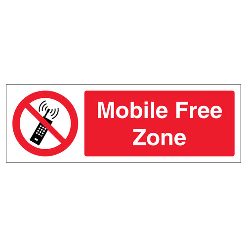 Mobile Free Zone Safety Sign Enforce Phone Policy Workplace