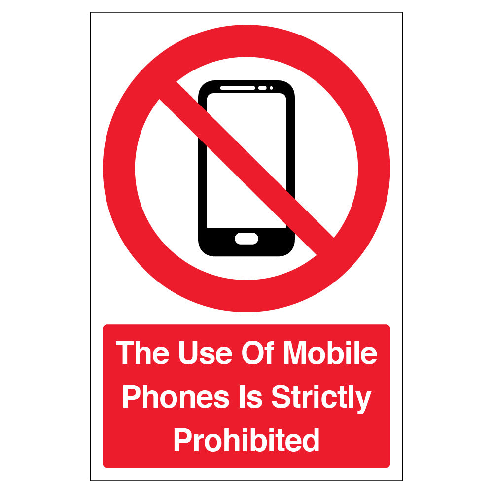Official No Mobile Phones Safety Sign For Staff Workplace