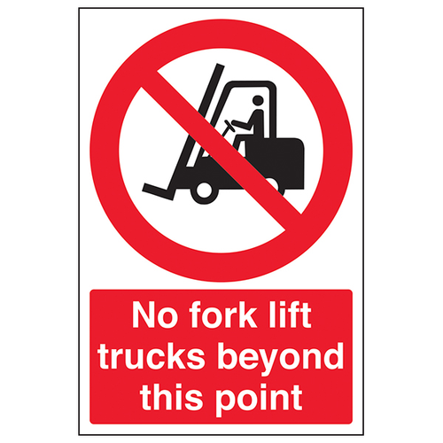 No Forklift Trucks Beyond Safety Sign For Warehouse