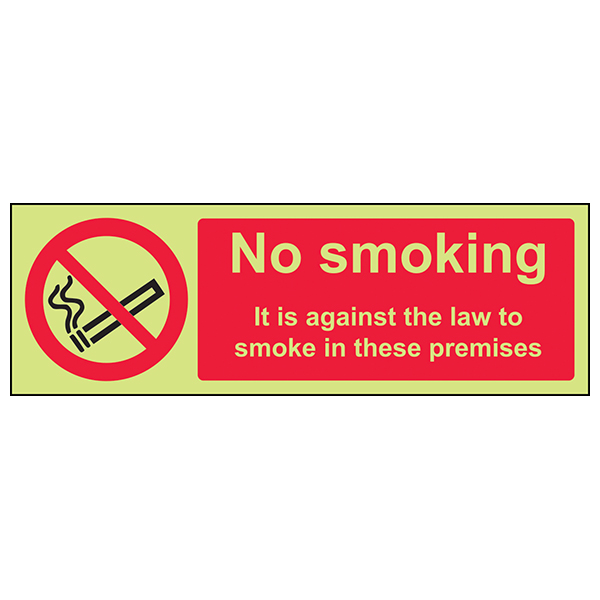 No Smoking Safety Sign Photoluminescent Compliant Workplace