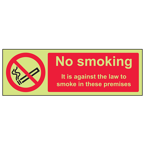 No Smoking Safety Sign Photoluminescent Compliant Workplace