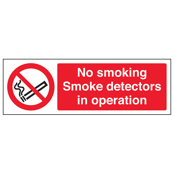 No Smoking Safety Sign Smoke Detectors In Operation UK