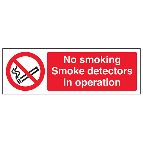 No Smoking Safety Sign Smoke Detectors In Operation UK