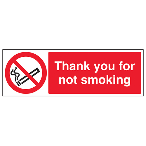Thank You For Not Smoking Safety Sign UK Compliant Official