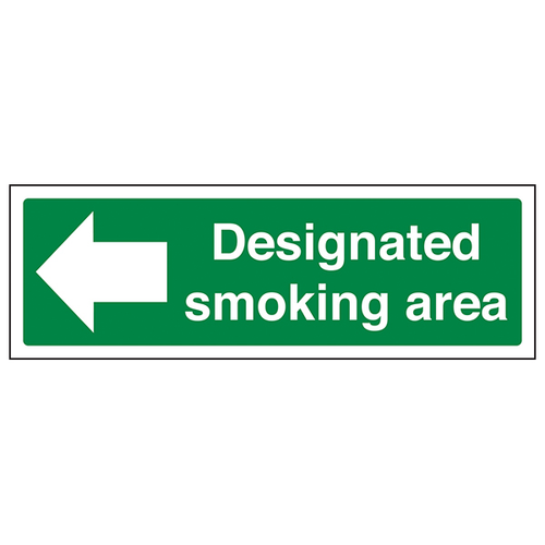 Designated Smoking Area Safety Sign Arrow Left UK Compliant