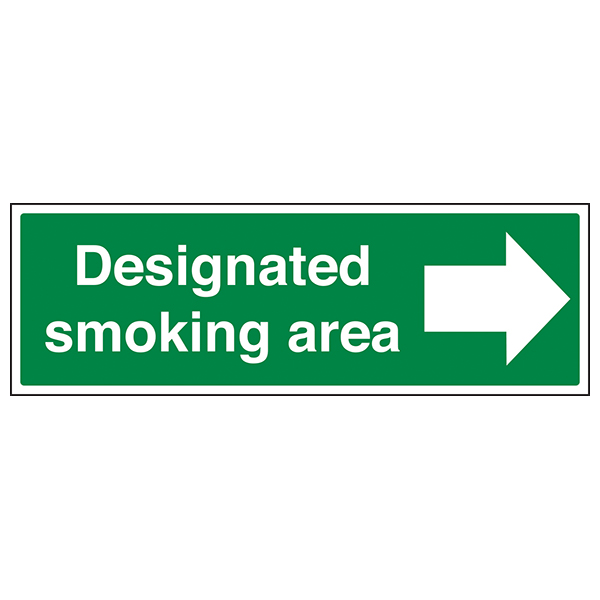 Designated Smoking Area ArrowRight Safety Sign Compliant UK