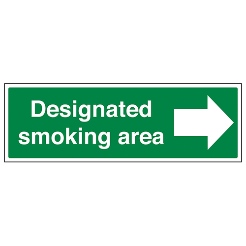 Designated Smoking Area ArrowRight Safety Sign Compliant UK