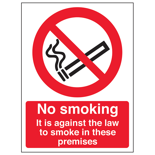 No Smoking Safety Sign Compliant UK Business Notice
