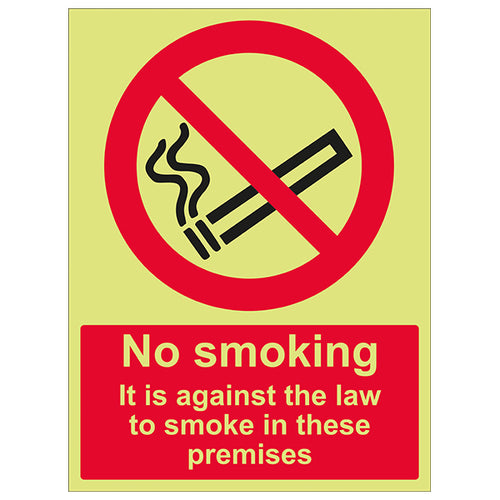 No Smoking Safety Sign Glow In The Dark Compliant For Work