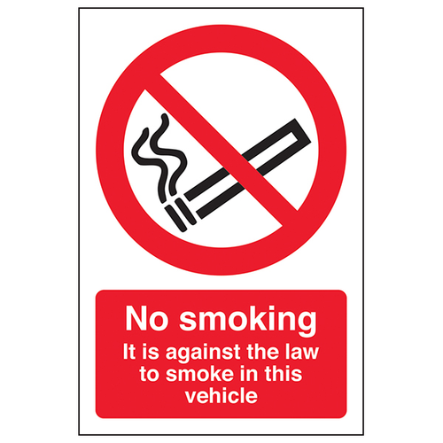 No Smoking Vehicle Safety Sign Sticker Legal For Business