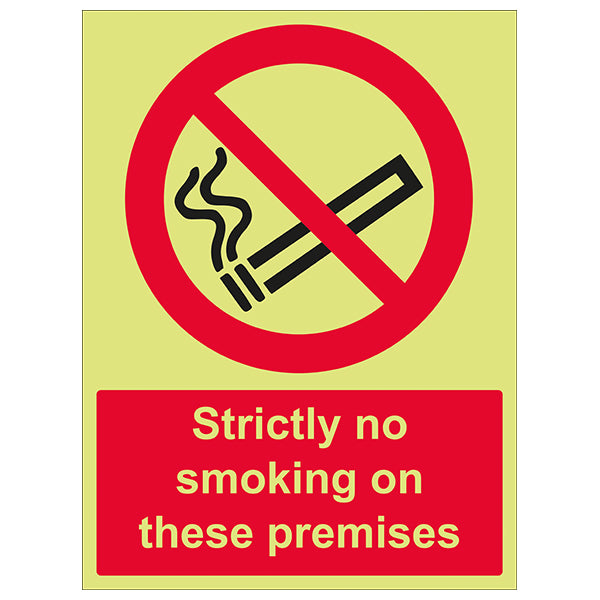 GITD Strictly No Smoking Photoluminescent Safety Sign Staff