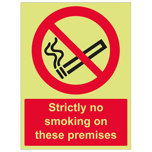 GITD Strictly No Smoking Photoluminescent Safety Sign Staff