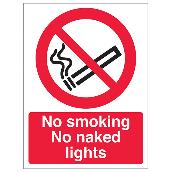 No Smoking No Naked Lights Safety Sign For UK Businesses