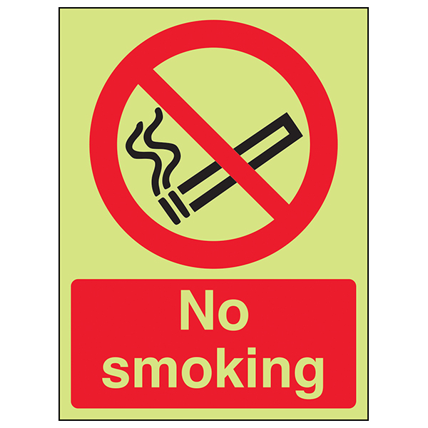 Glow In The Dark No Smoking Safety Sign For Workplaces