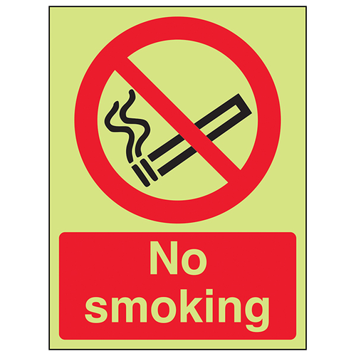 Glow In The Dark No Smoking Safety Sign For Workplaces