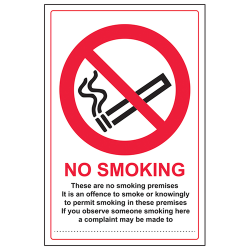 No Smoking Safety Sign UK Compliant EN ISO 7010 Workplace