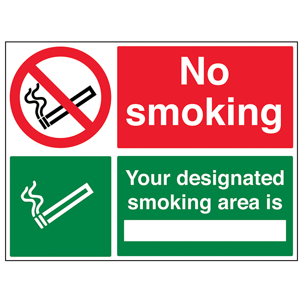 No Smoking Designated Area Safety Sign UK Compliance