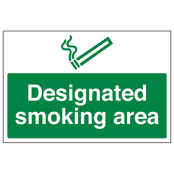 Designated Smoking Area Safety Sign Compliant EN ISO 7010 UK