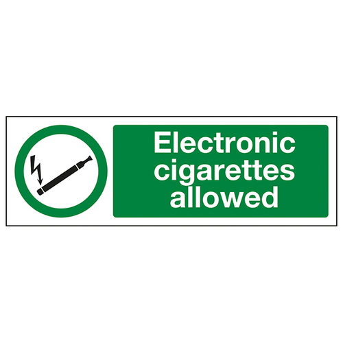 Electronic Cigarettes Allowed Safety Sign Compliant UK