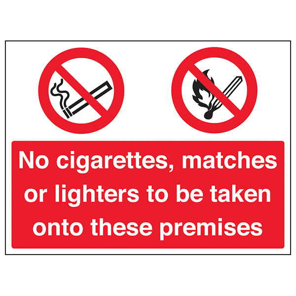 No Cigarettes Matches Lighters Safety Sign Protect Worksites