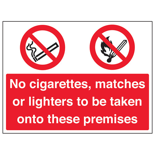 No Cigarettes Matches Lighters Safety Sign Protect Worksites