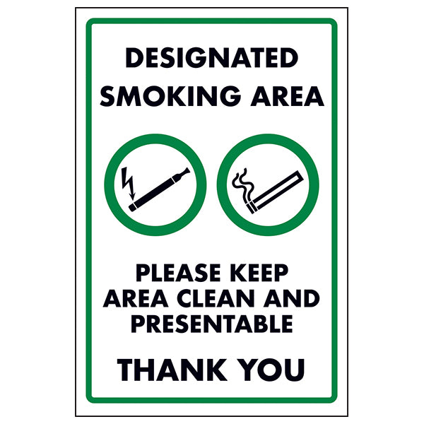 Designated Smoking Area Safety Sign UK Compliant Business